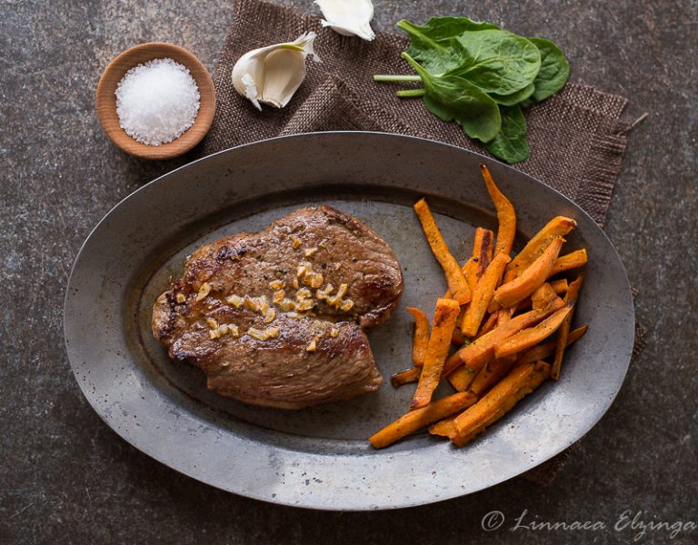 Garlic Top Sirloin Steak Recipe With Sweet Potato Fries